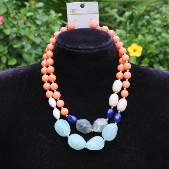 Chunky Boho Multi Strand Statement Necklace Set - Picture 1 of 6